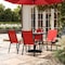 Flash Furniture Brazos 5 Piece Patio Dining Set w/Tempered Glass Patio Table w/4 Chairs w/Red Seats and Backs FV-120B-303CRD-GG - alternate 2